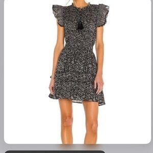 Cleobella Rachelle Mini Dress in Raja Block Black Women peasant Dress size S